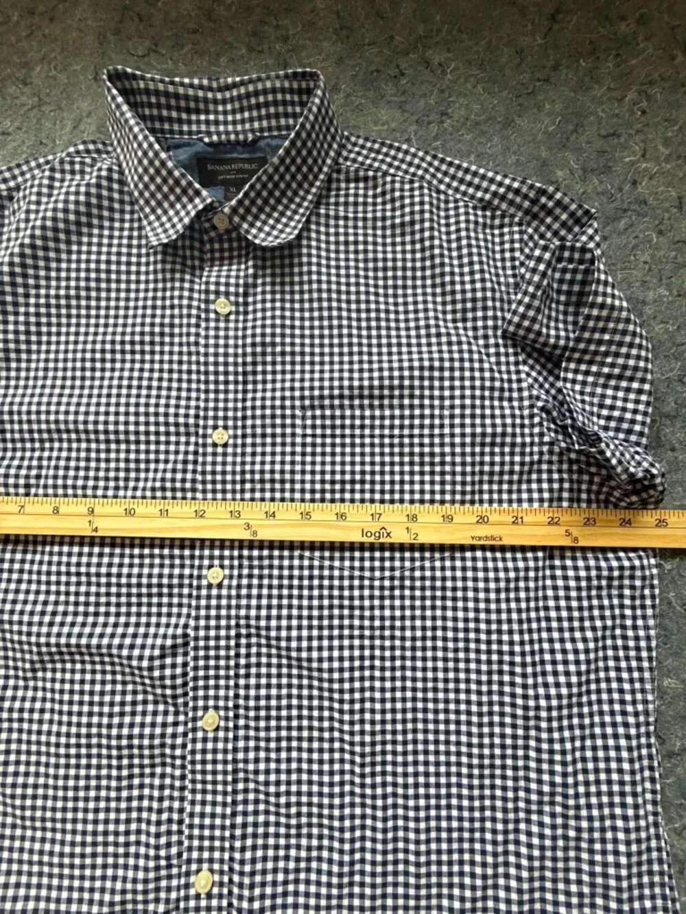 Banana Republic Men’s XL Gingham Check Short Sleeve Shirt 100% Cotton